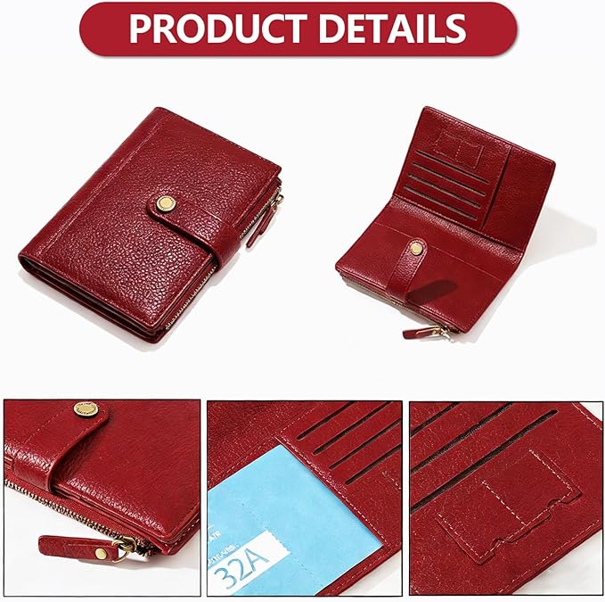 Slim RFID Blocking Passport Holder Wallet,PU Leather Travel Card Organizer,Lightweight Passport Case for Women Men (Red)