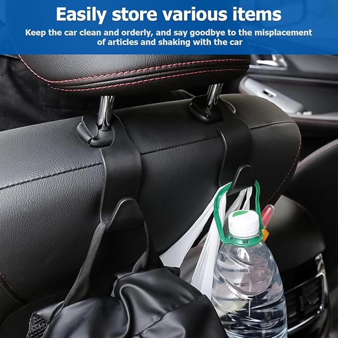 4PCS Car Seat Headrest Hooks, Auto Back Seat Hanger Holder, Durable Stylish Vehicle Organizer Universal Car Interior Accessories, Storage Hooks for Purses, Bags, Clothes, Coats, Hats (Beige/4PCS)
