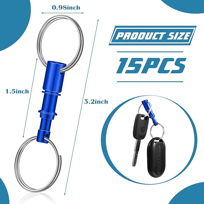 Yinkin 30 Pack Quick Release Keychain Detachable Pull Apart Key Rings Spring Split Snap Lock Holder Key Accessory