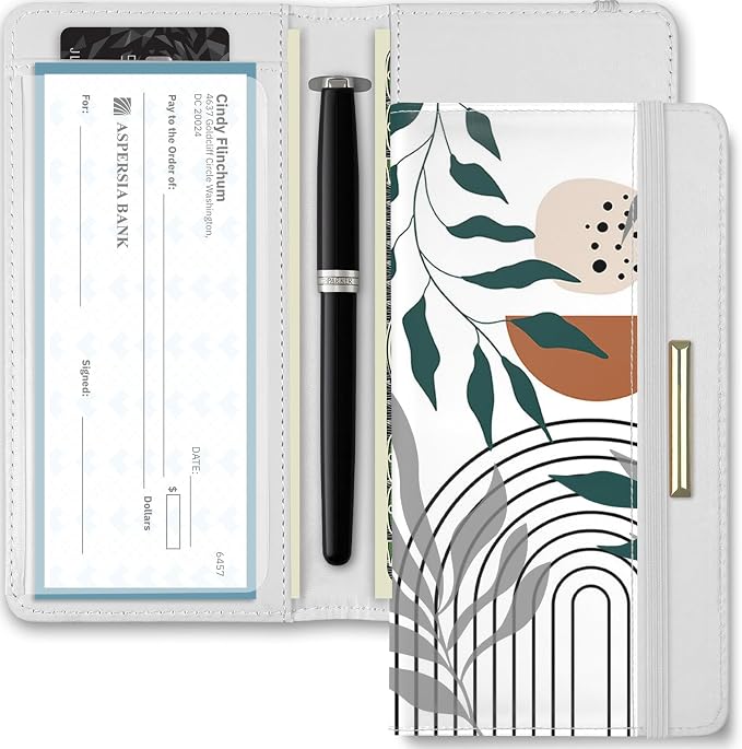 Printed Checkbook Cover, RFID Blocking Checkbook, Stylish, Lightweight, Slim Durable, Multi-Functional Checkbook Holder for Personal and Business Checks (Bohemia)
