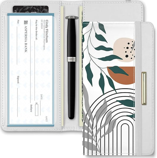 Printed Checkbook Cover, RFID Blocking Checkbook, Stylish, Lightweight, Slim Durable, Multi-Functional Checkbook Holder for Personal and Business Checks (Bohemia)