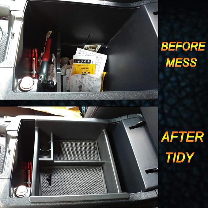 JKCOVER Center Console Organizer Tray Compatible with Toyota 4Runner 2010-2021 2022 2023 2024 and Kia Telluride 2020-2024 2025 Accessories,Insert Armrest Box Secondary Storage ABS Black Materials