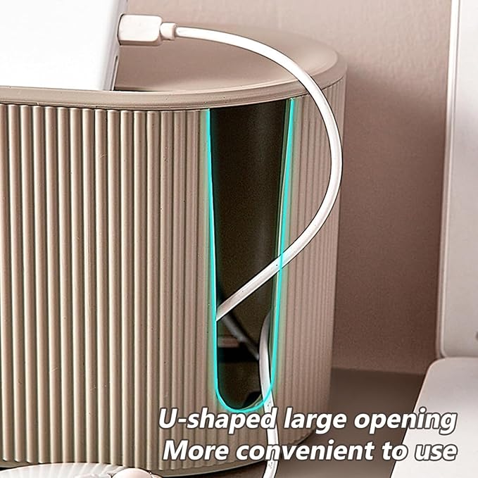 Cable Management Box,Desk Cord Organizer Box with Groove Cover,Plastic Cord Hider Box,Large Cable Box Organizer for Storaging Power Socket/TV/Computer/Router/Games Console Cable (Milk Tea)