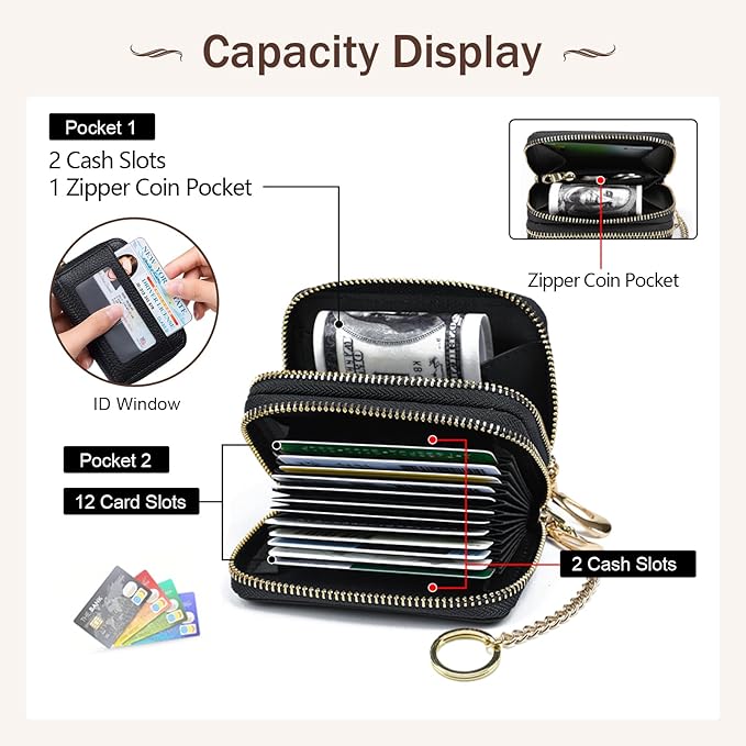 imeetu Rfid Credit Card Holder,Genuine Leather Businese Card Case,Rfid Blocking Wallet for Women & Men