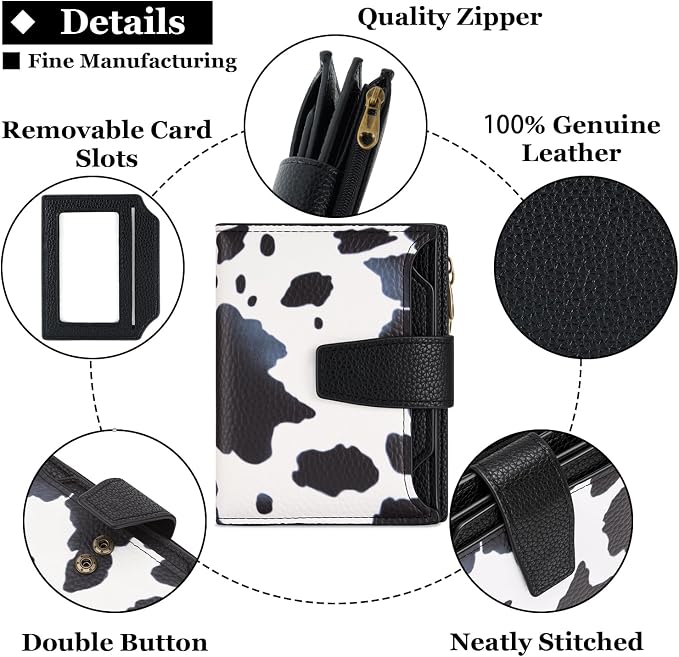 Airkit Small Wallet Women RFID Blocking Soft Leather Bifold Compact Card Holder Wallet for Women with Zipper Coin Pocket 4 ID Window
