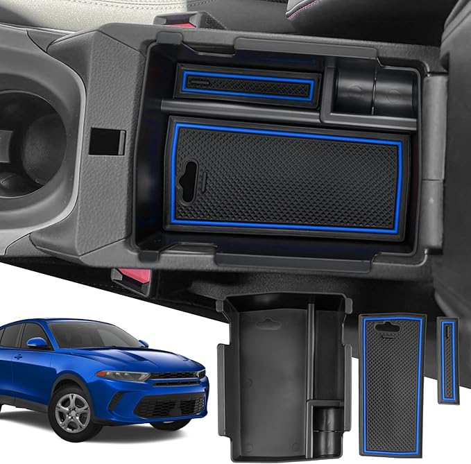 SXCY Fit for 2023-2025 2026 Compass/Hornet Center Console Organizer Tray 2023-2026 Compass Hornet Accessories 2022 2023-2025 2026 Compass Armrest Console Insert Box 2023 Hornet ABS Storage Blue Mats