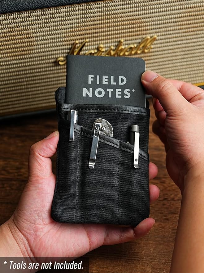 Sayram SP6 EDC Pouch, Waxed Canvas Compact Pocket Organizer, EDC Pocket Pouch for Men, Zippered Pocket Pouch, Mini EDC Organizer for Everyday Carry, Multitool Organizer Pouch (Oil Wax Black)