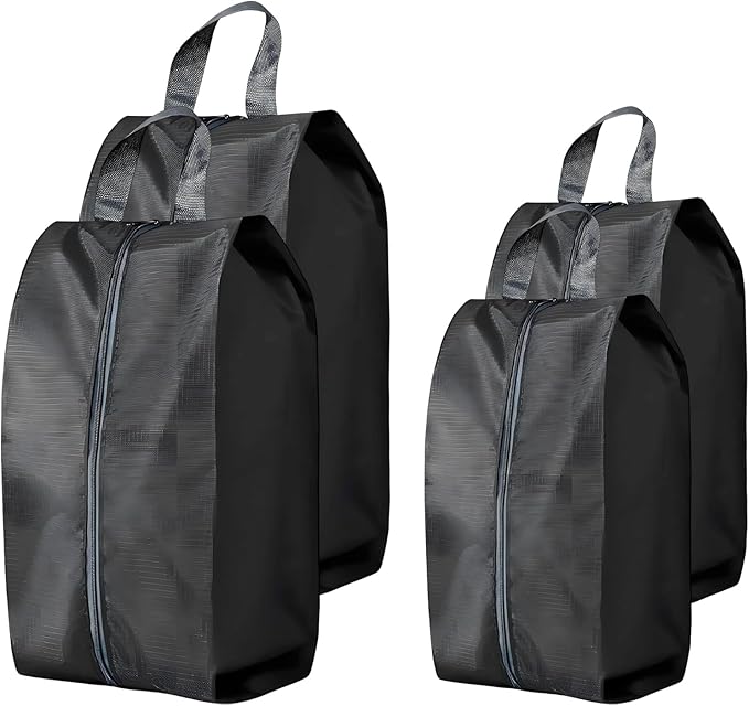 4 Pack Waterproof Shoe Bags, Extra Large Travel Shoe Bag Portable Packing, Zipper & Handle Bag for Gym/Storage/Luggage/Closet Men & Women