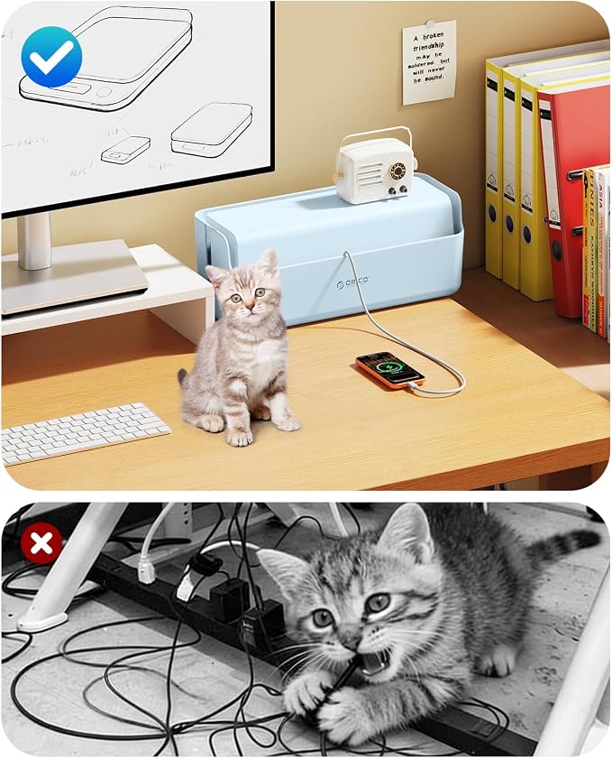 ORICO Cable Management Box, Cord Hider Box to Conceal Power Strips on Desk or Floor, Keeping Cords Tidy and Protected from Damage, Stylish Cable Organizers for Home, Office, School - PB03