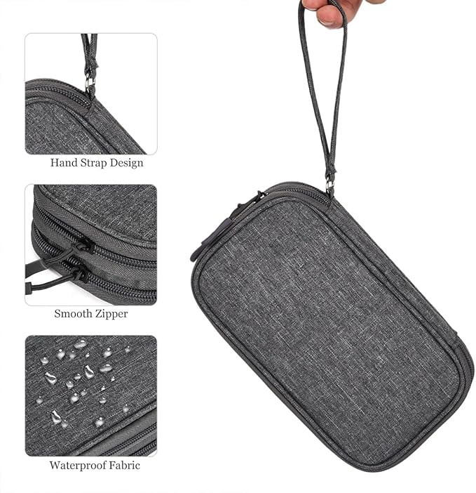 CAAORDKSO Travel Cord Organizer Electronics Organizer Travel Case, Travel Cable Organizer Bag Waterproof Portable Accessories Case for Cable, Charger, Phone, Power Bank, Earphone (Dark Gray, Large)