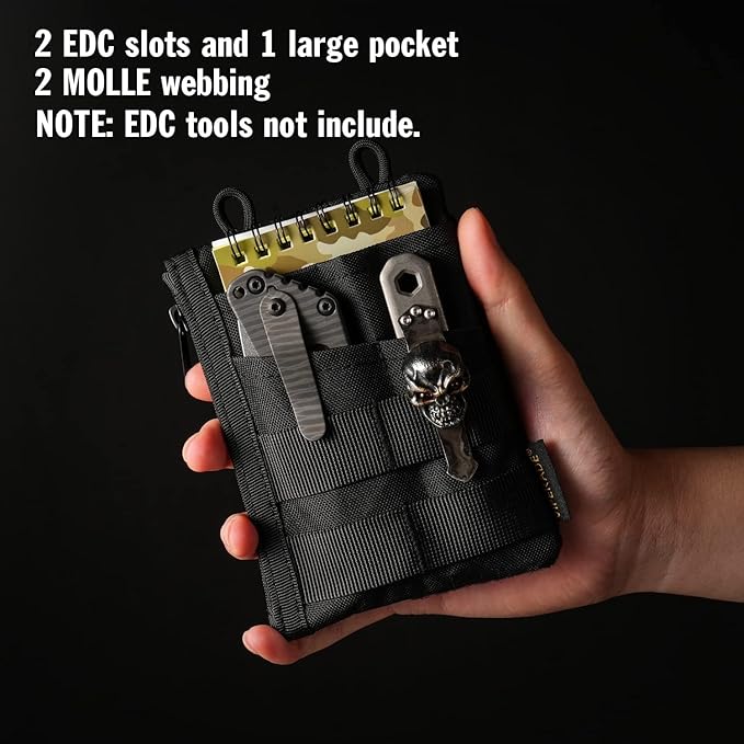 VIPERADE VE18 EDC Pouch, Pocket Organizer for Men, EDC Pocket Organizer, 3 Slots with 2 Zipper Pockets, Multitool Pouch