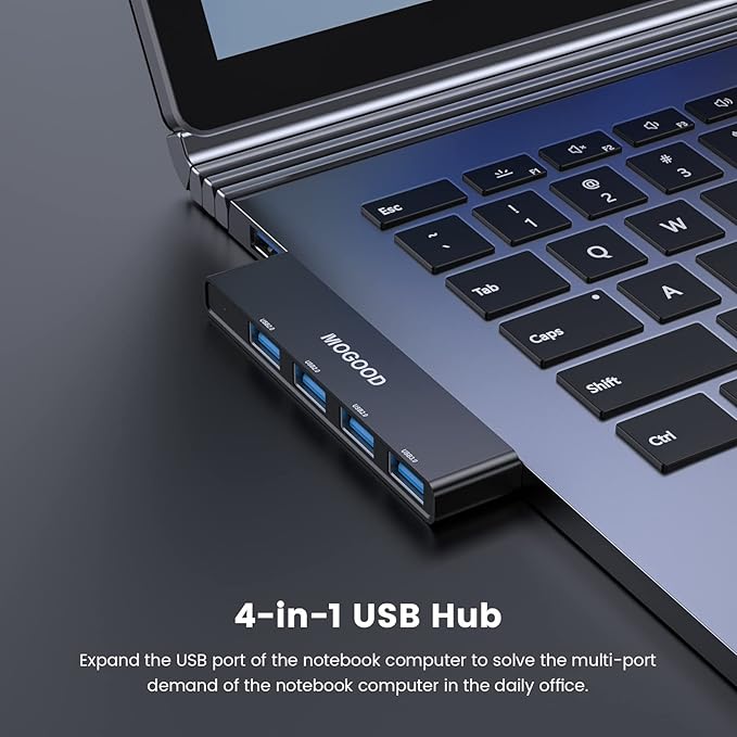 USB Hub 3.0 MOGOOD USB Hub for Laptop USB Splitter USB Port Splitter USB Port Expander USB Multiport Adapter Laptop, Xbox, Flash Drive, HDD, Console, Printer, Camera,Keyborad, Mouse