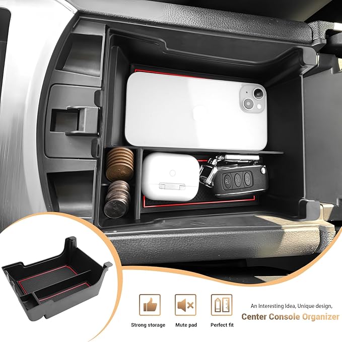 YEE PIN for 2024 Ford Edge Center Console Organizer Tray for 2021-2024 Edge SE/SEL/ST-Line/Titanium/ST Middle Console Organizer Center Console Storage Tray for 2024 Ford Edge SEL Accessories(Red)