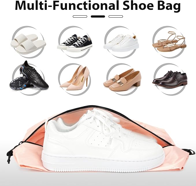 Veki Shoe Bag for Travel, Smell Proof Cleat Bag, Gym Soccer Golf Sneaker Storage, Lightweight Reusable Organizer for Packing in Suitcase, Portable Trip Essentials for Men Women Gifts (Pink)