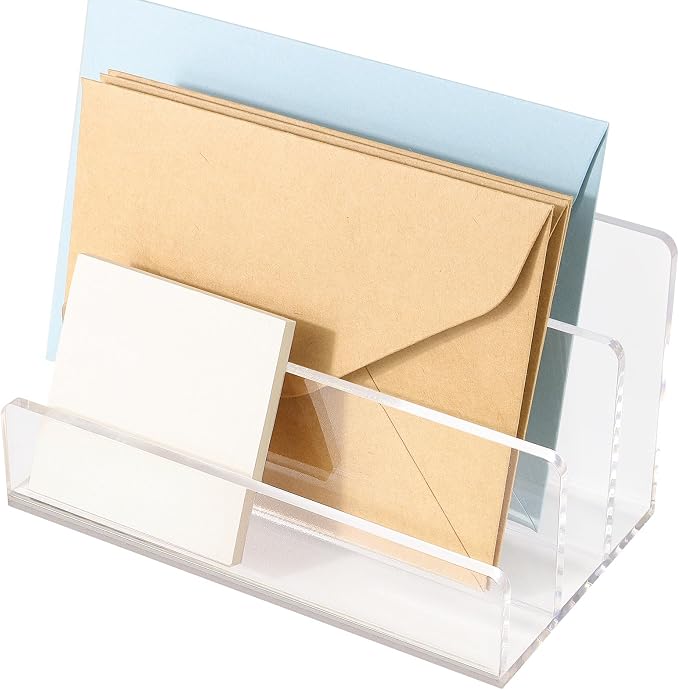 Acrylic File Organizer for Desk, 3 Sections Mail Sorter Organizer Holder, Acrylic Desk Organizer for Document, Letter, Notebook