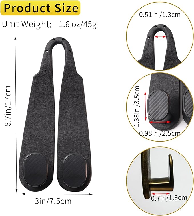 WEIHAO Purse Hook for Car Headrest, Silicone Car Seat Back Storage Hook, Twin Hooks Carbon Fiber Textured Car Headrest Hangers, Bag Holder for Sedan, Trucks, SUVs, Most Vehicles (Black-4PCS)