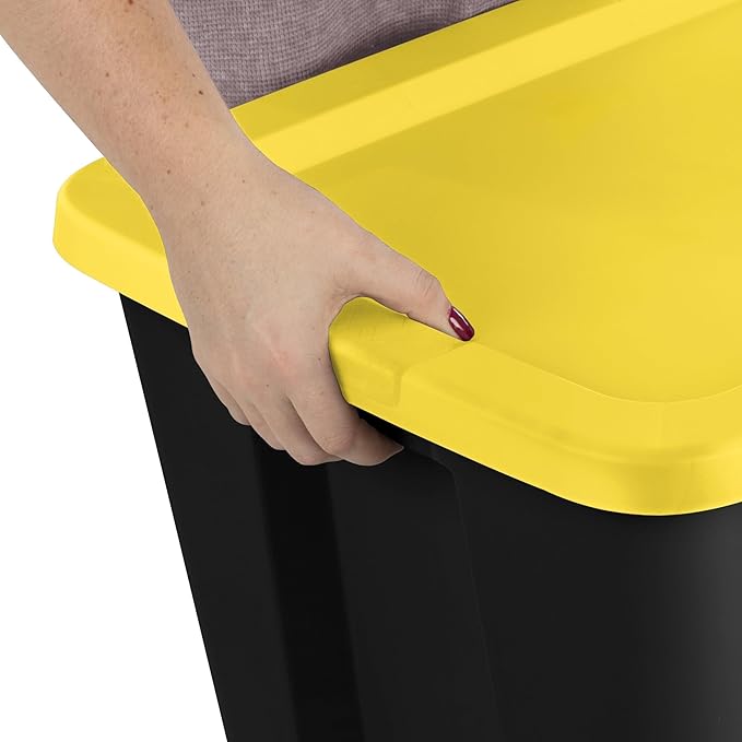 18-Gallon Plastic Storage Bins with Snap-on Lids – 8-Pack, Home Organization Essential (Black and Yellow)