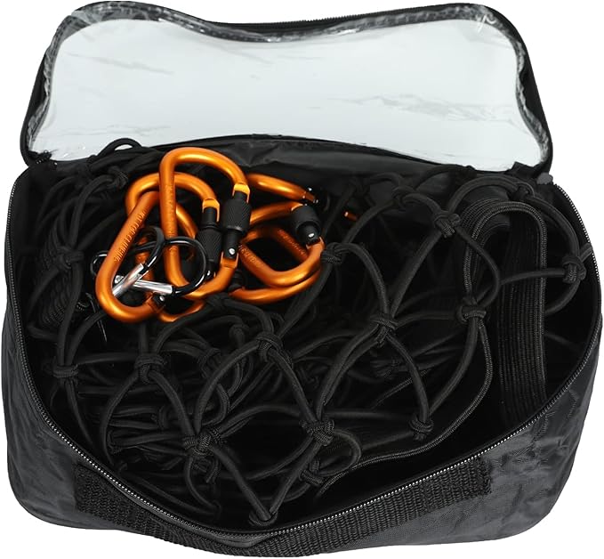 Cargo Net for Pickup Truck Bed 2 X 3 Foot Stretches to 4 X 6 ft, Heavy Duty Truck Bed Net with 3”x3” Small Mesh & 10pcs Carabiners Hooks Compatible with Ford, Dodge RAM, Chevy, Toyota