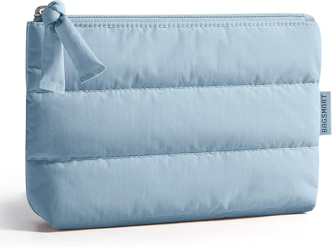 BAGSMART Small Puffy Water-Resist Makeup Bag for Women