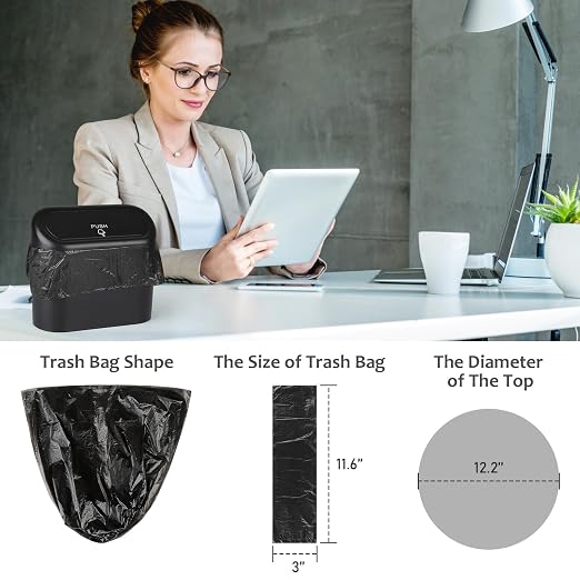 Accmor Mini Car Trash Can Bags for Auto Trash Bin, 120 Count Small Garbage Bags Organizer Tear-Resistant, Liner Refills (Vehicle Trash Can is not Included) - 4 Color Black, White, Pink, Blue