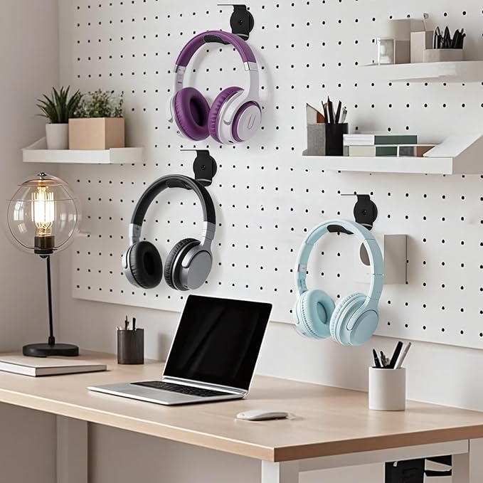 Magnetic Headphone Holder, Large Headset Hooks, Aluminum Headphone Hanger for Desk & Table, Headphone Mount Stand with Rubber Pad, Compatible with All Computer/Gaming Headsets (Black)