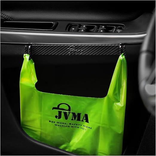 JVMA Car Trash Bags and Hook – Leakproof, Smell Proof Hanging Garbage Bags for Car, Truck, SUV, RV & Vehicle – Green, 50 Count Automotive Trash Bags 1 Gallon (US Patent)