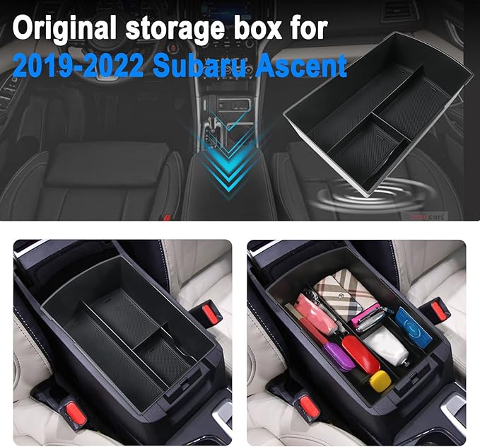 SHAOHAO for 2025 2026 Subaru Ascent Center Console Organizer for 2019-2026 Subaru Ascent Accessories Base/Premium/Onyx Edition/Limited/Onyx Edition Limited/Touring Double Space Armrest Insert Tray