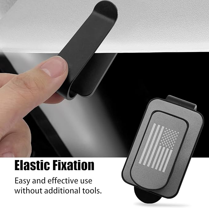 Sunglass Holder for Car Visor, Multi-Function Ticket Card Clip Upgrade Metal Flag Personality Modeling for Car SUV Truck, American Flag Ticket Card Glasses Clip(Black/Gray)