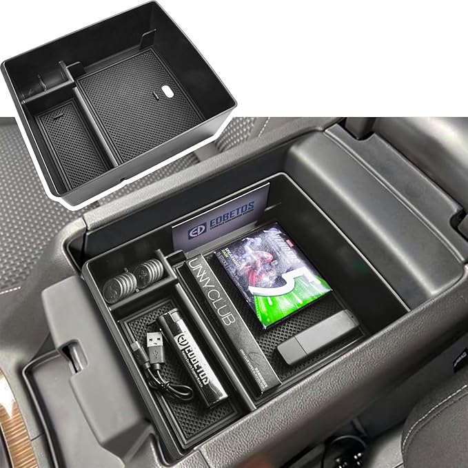 EDBETOS Acadia Center Console Organizer Compatible with 2017-2023 GMC Acadia Accessories SLE SLT AT4 Denali Armrest Box Insert Tray Secondary Storage Pallet ABS Plastic Material, Black