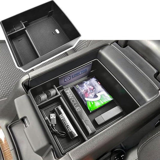 EDBETOS Acadia Center Console Organizer Compatible with 2017-2023 GMC Acadia Accessories SLE SLT AT4 Denali Armrest Box Insert Tray Secondary Storage Pallet ABS Plastic Material, Black