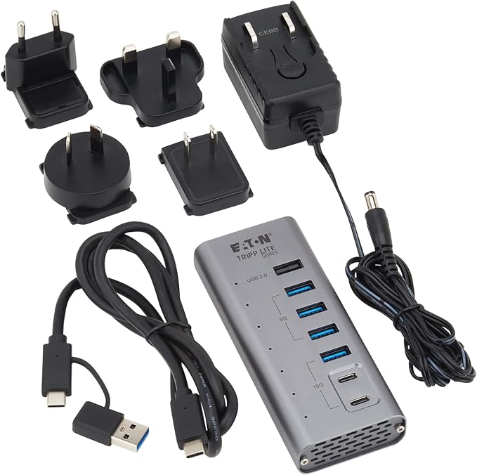 Eaton Tripp Lite Series USB C Hub 3.2 Gen 2 with 5 USB-A and 2 USBC Ports, Up to 10 Gbps Data Transfer, 7.5W Charging, Plug-and-Play, Laptop Docking Station, 3-Year Warranty (U360-007-5A2C)