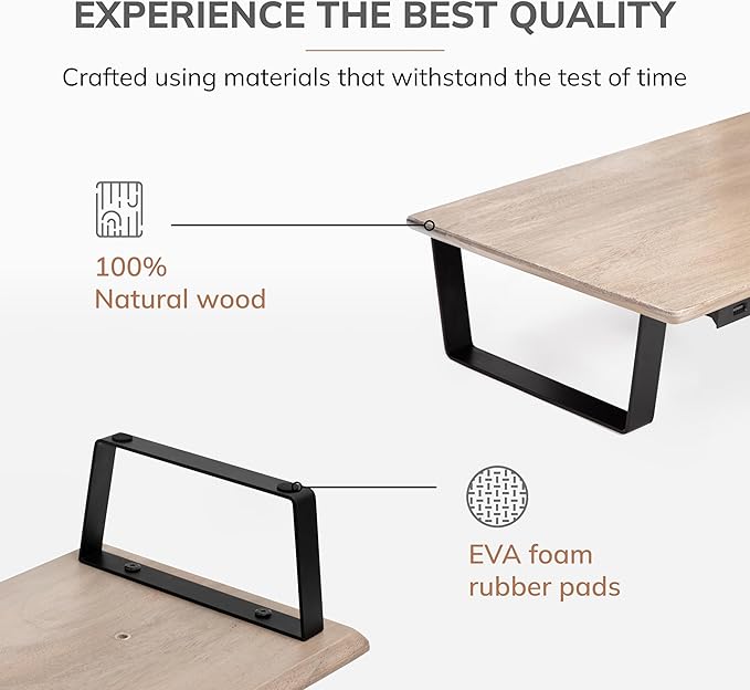 Anji Mountain Monitor Stand - Desktop Organizer & Laptop Riser, Ergonomic Monitor Riser, Space-Saving Monitor Stand for Desk, Durable Construction, Easy Assembly, Ideal for Home & Office,Biscotti