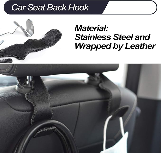 MECHCOS Car Seat Headrest Hooks for Car Back Seat Organizer Hanger Storage Hook Holder for Car SUV Organization Purse Shopping Groceries Bag Handbag, Black, 2 Pack