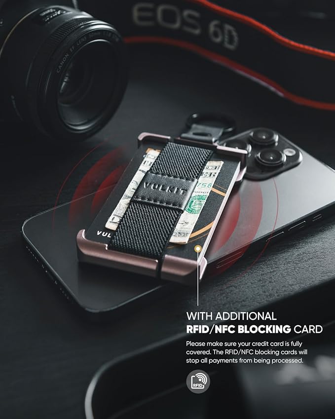 VULKIT Minimalist Slim Wallet For Men Front Pocket Alumimum Credit Card Holder Wallet With RFID/NFC Blocking Cards Grey