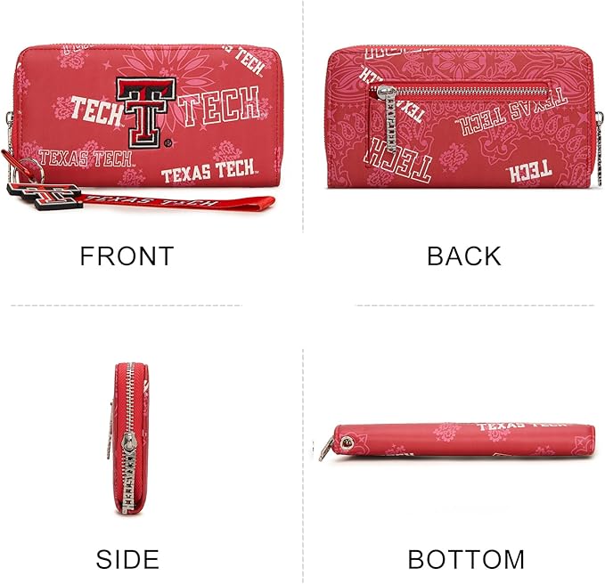 Texas Tech Mini Organizer Wristlet Wallet for Women - NCAA Official, Texas Tech Team Purse with RFID Blocking, Zipper Wallet for Sport Fan Gift, Game Day, Concert | Red, NC-TTU011RD
