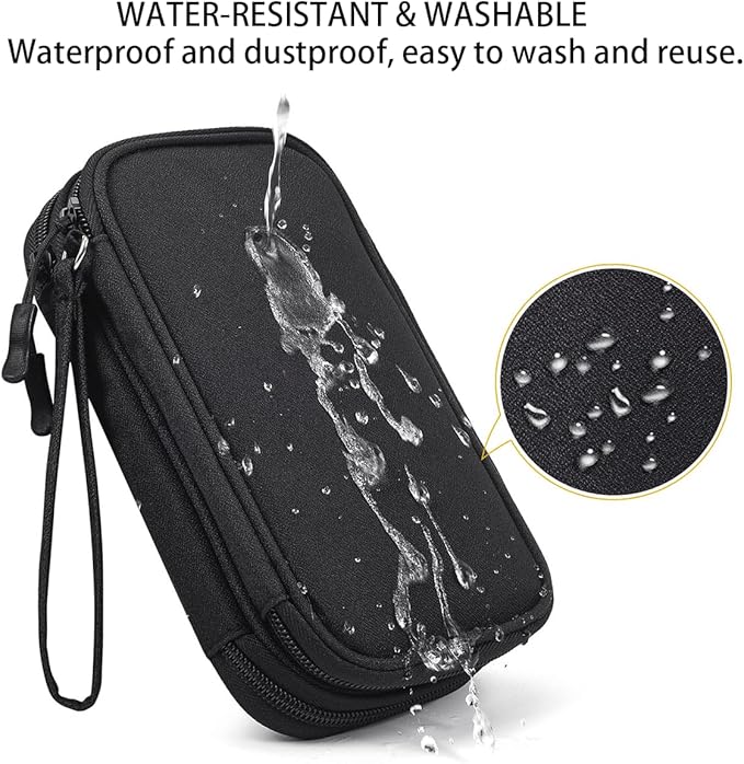CAAORDKSO Electronics Organizer Travel Bag, Small Cable Organizer Case Waterproof Accessories Pouch, Travel Electronic Carrying Case for Cord, Charger, Phone, USB, Power Bank, Earphone (Black, Medium)