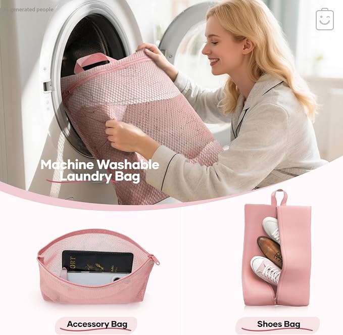 Veken 9/11 Set Compression Packing Cubes for Travel Essentials,Compressible Expandable Large Luggage Suitcase Organizer Bags for Clothing,Durable Space Saver Storage Bags with Toiletry Bags(Pink)