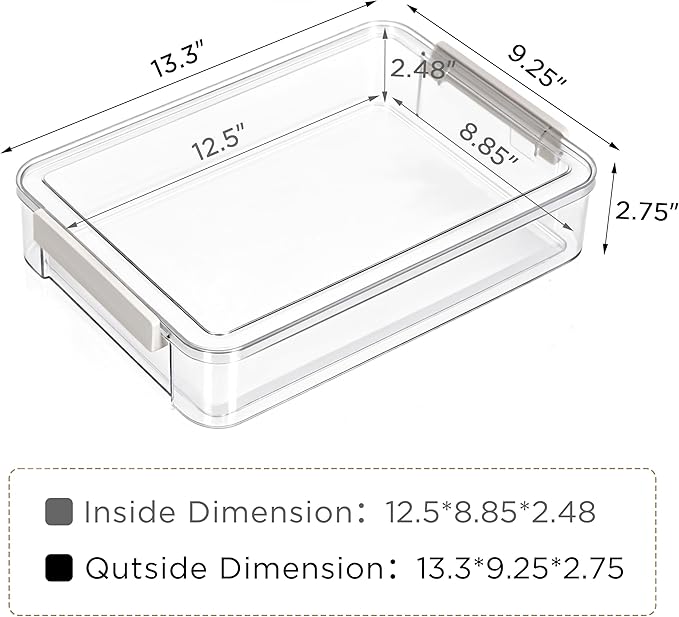 Citylife 3 PCS 9 x 13 Plastic Storage Bins with Lids and Latches, Portable Art Supply Storage Organizer, Paper Storage Box for Organizing A4 Paper, Letters, Documents, Art Supplies, and Crafts