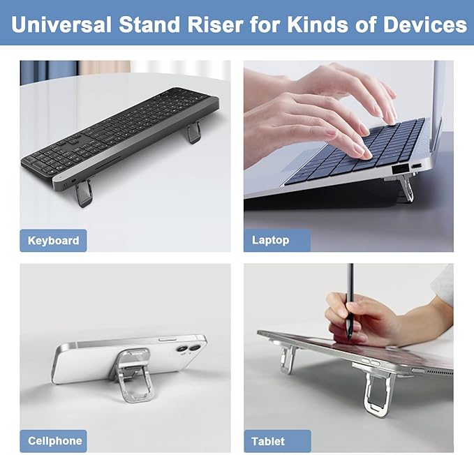 Mini Portable Laptop Stand for Desk Computer Keyboard Stand - Zinc Alloy Keyboard Riser with 2 Adjustable Angles Foldable Invisible Laptop Riser for MacBook, Dell, HP, Lenovo and More, Black