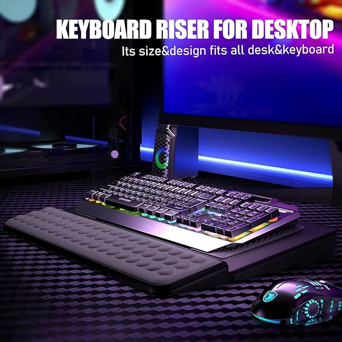 Computer Tilt Keyboard Stand - Acrylic Ergonomic Keyboard Holder for Easy Typing Working, Keyboard Riser with Comfortable Wrist Rest for Keyboard, Office, Home - Fits All Keyboard Sizes