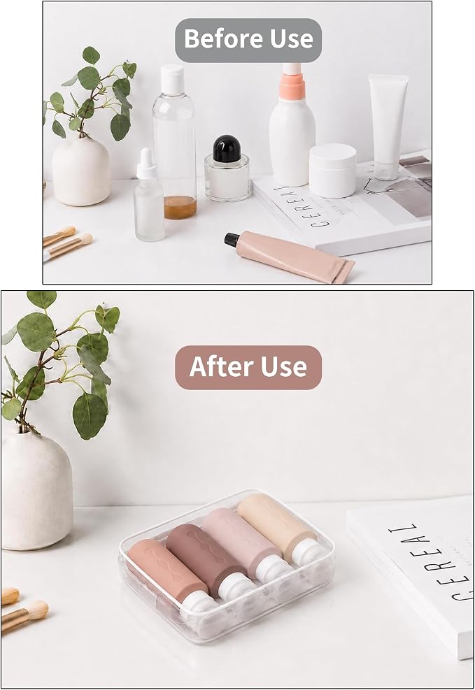 Gemice Travel Bottles for Toiletries, Tsa Approved Travel 6oz Size Containers with Clear Bag, BPA Free Leak Proof Travel Tubs Refillable Liquid Travel Accessories for Cometic Shampoo Lotion