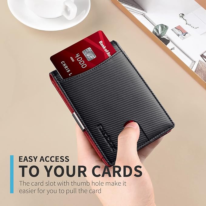RUNBOX Slim Money Clip Wallets for Men RFID Blocking 11 Card Holder Minimalist Small Leather Bifold Men's Front Pocket Wallet Gift Box
