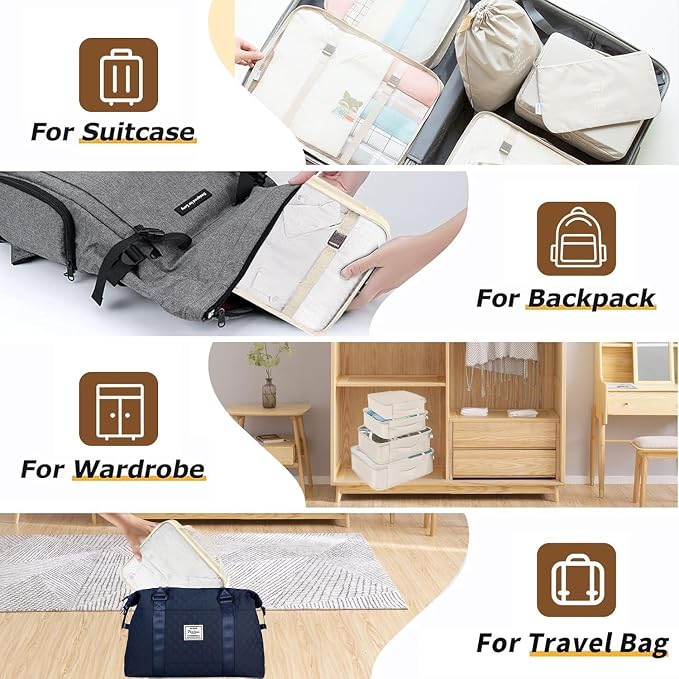 Packing Cubes for Travel - 7 Set Luggage Organizer Bags for Family, Mesh Breathable Travel Packing Cubes for Suitcases Durable Essentials Bags Set with Large Toiletries Bag(Beige)
