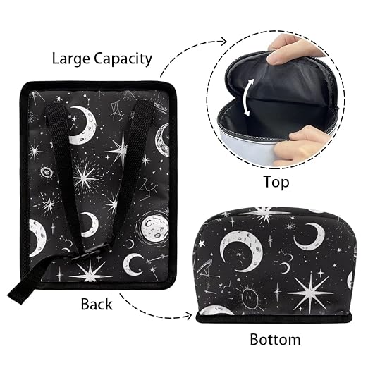 Moon and Star Car Trash Can with Lid - Leak Proof Car Trash Bag Hanging Waterproof Garbage Can - Multipurpose Storage Container for Back Seat Road Trip, Black