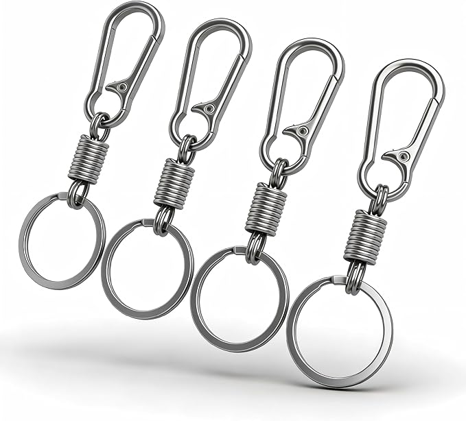 4 Pack Heavy Duty Carabiner Keychain Clip 4 Pack, Spring Loaded Zinc Alloy Quick Release Key Ring Holder for EDC Commute Dog Walking Gym Hiking Workshop Travel