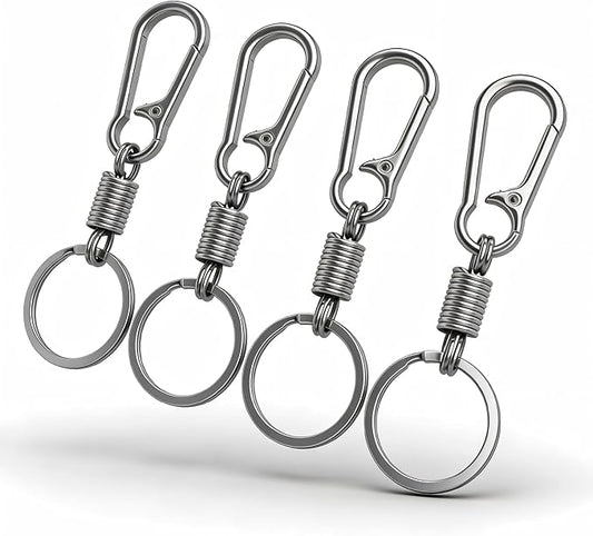 4 Pack Heavy Duty Carabiner Keychain Clip 4 Pack, Spring Loaded Zinc Alloy Quick Release Key Ring Holder for EDC Commute Dog Walking Gym Hiking Workshop Travel