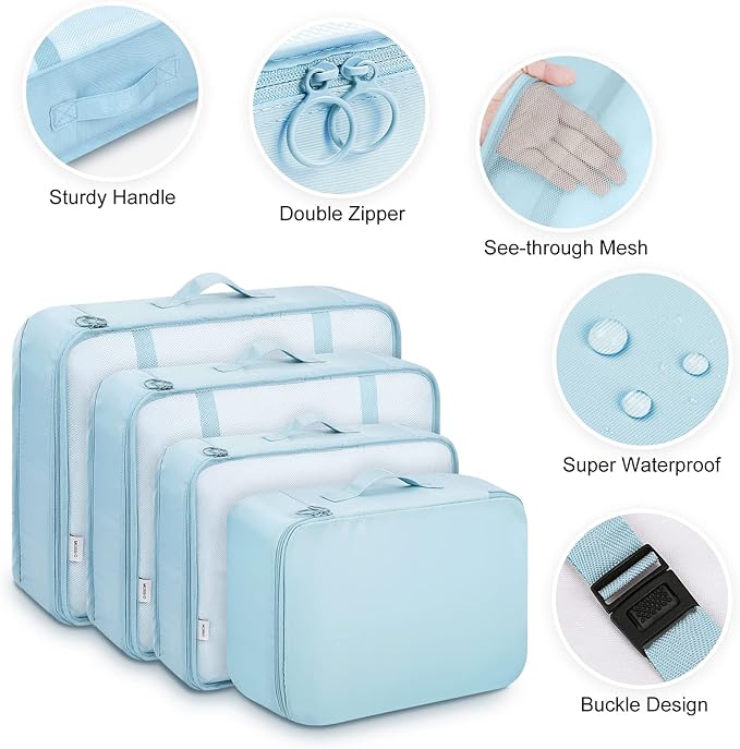 Mossio 9 Set Packing Cubes with Shoe Bag & Electronics Bag - Luggage Organizers Suitcase Travel Accessories
