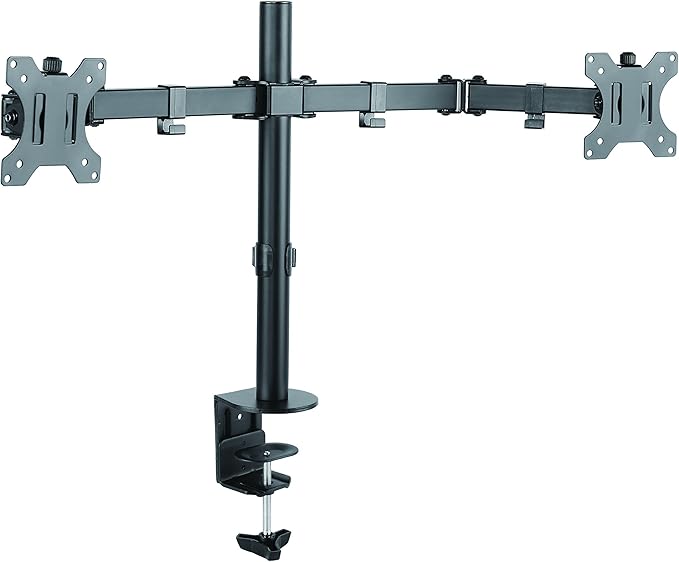 Stand Steady 2 Monitor Mount Desk Stand | Height Adjustable Double Monitor Stand with Desk Clamp| Full Articulation VESA Mount Fits Most LCD/LED Monitors 13-32 Inches (2 Arm Clamp)