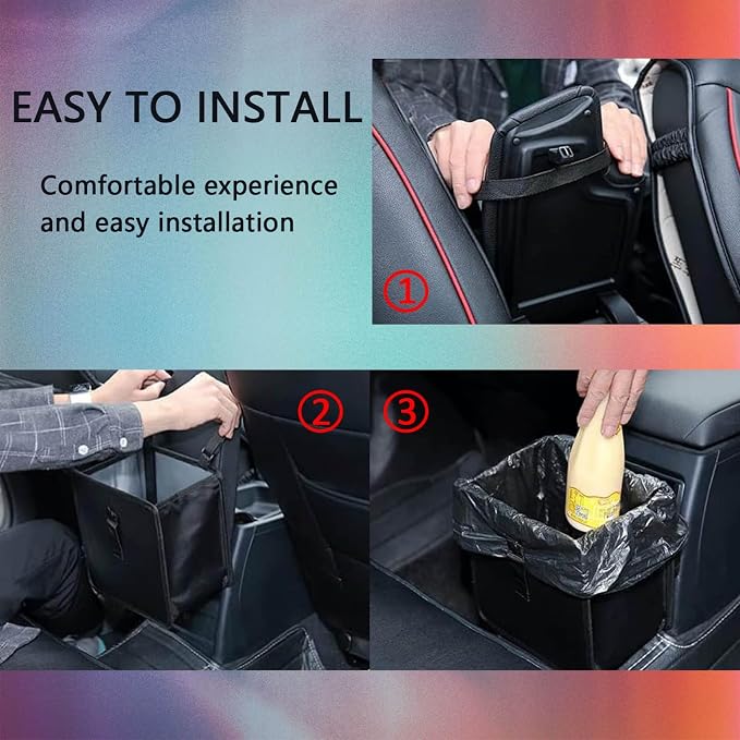 Car Trash Can, Oxford Cloth Foldable Car Trash Bin Hanging, 1.85 Gallon Capacity Garbage Bag Organizer, Leak-Proof Waterproof Auto Storage Container (Large)