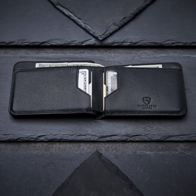 Vaultskin MANHATTAN Slim RFID Blocking Bifold Leather Wallet for Men - Men’s Leather Wallet, Front Pocket Minimalist Card Holder, Holds 9 Cards and Cash, Premium Italian Leather